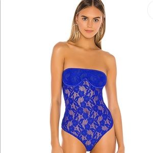 NWT Revolve Superdown blue strapless bodysuit